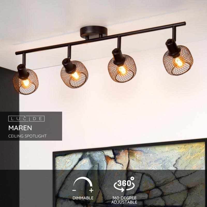 Lucide MAREN - Stropné bodové svietidlo - 4xE14 - Čierne